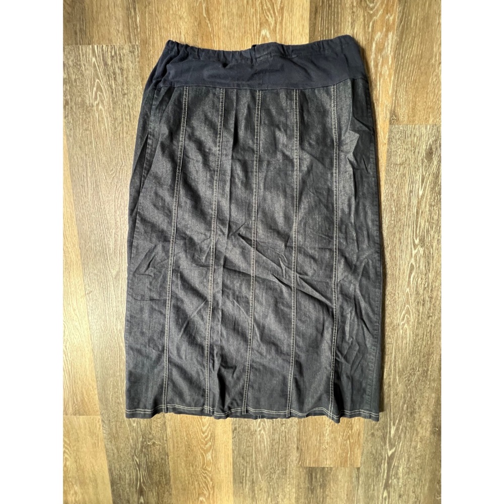 New Creation Denim Skirt Women Size M Blue Contrast Stitch Maternity Midi - Picture 5 of 6